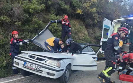 Seyir halindeki otomobilin üzerine kaya düştü. 5 yaralı