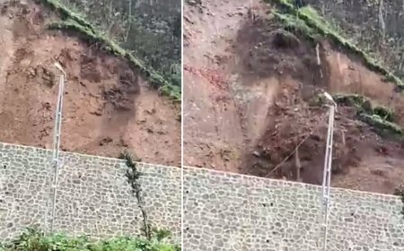 Rize'de çay bahçesinde heyelan. O anlar kamerada