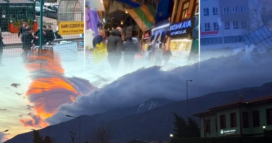 Bursa'da şiddetli lodos. Çatılar uçtu, araç devrildi