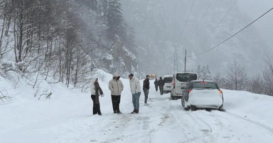 Trabzon'da çığ düştü. Karayolu ulaşıma kapandı