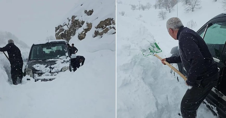 Bahçesaray’da çığ faciası. Araçtaki aile ölümden döndü