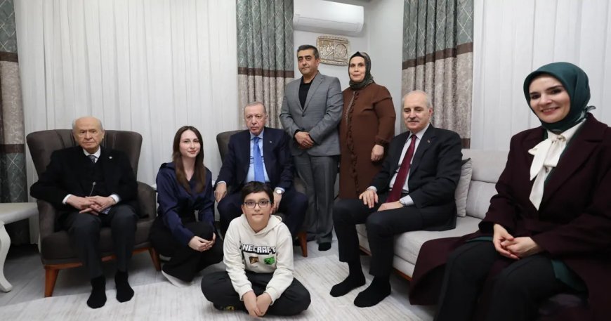 Cumhurbaşkanı Erdoğan ve Bahçeli'den depremzede aileye ziyaret