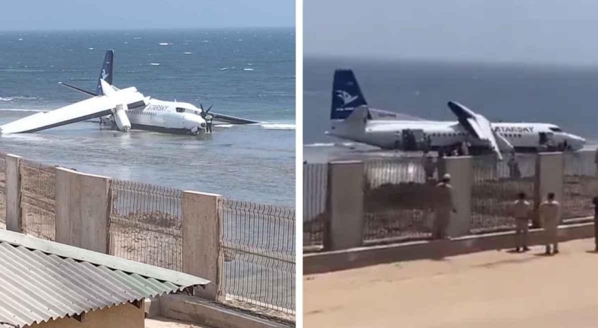 SON DAKİKA HABERLER: Somali'de uçak okyanus kıyısına indi! Bölgeden ilk görüntüler geldi
