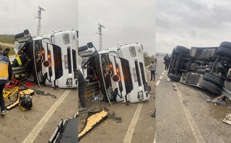 Feci kaza! Ayçiçek yağı yüklü TIR devrildi: Sürücü olay yerinde hayatını kaybetti
