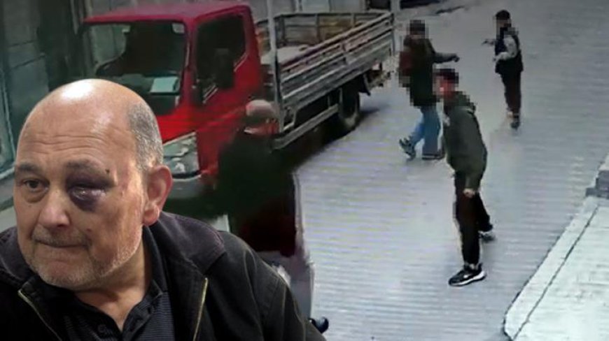 Sokak ortasında taşlı yumruklu darp! 3 çocuğun yaşlı adama saldırısı kamerada