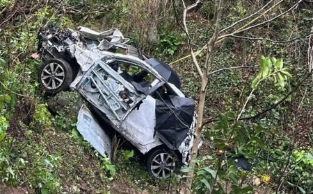 Yamaçtan yuvarlanan otomobilde öğretmen ve babası hayatını kaybetti