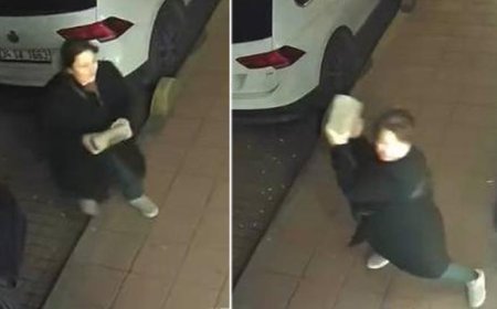 Kaldırım taşıyla öfke saçtı! Gece yarısı iş yerinin önüne gelen kadın camları tuzla buz etti