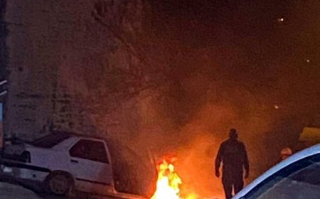 Seyir halinde alev alan otomobil yandı