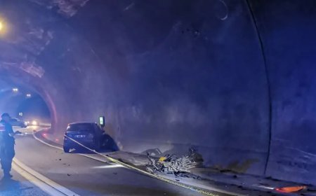 Tünelde motosiklet kazası. 1 ölü, 2 yaralı