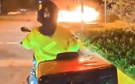 Maltepe Sahili'nde kazada otomobil alev topuna döndü