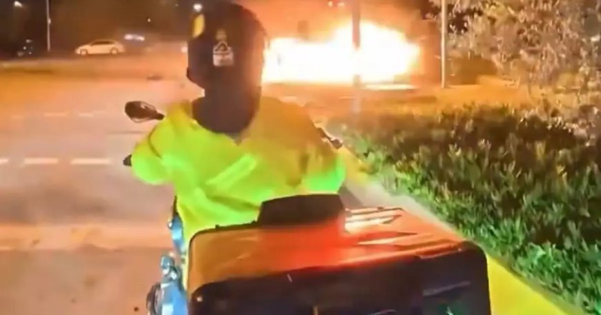 Maltepe Sahili'nde kazada otomobil alev topuna döndü